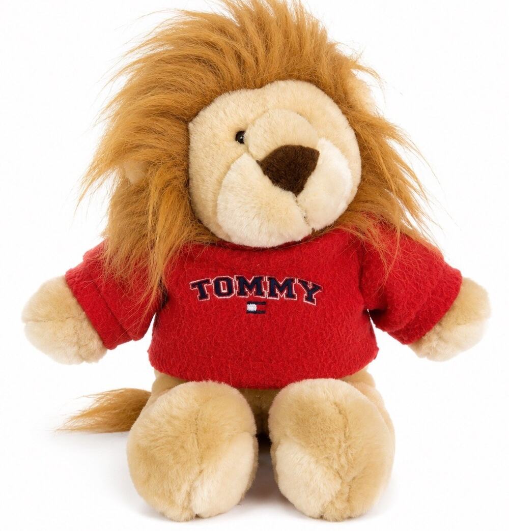 VtG Tommy Hilfiger Plush Lion Red Flag Logo Sweater Y2K 2002 Commonwealth 13”